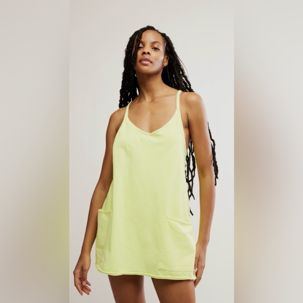 Free People MOVEMENT Hot Shot Mini Skort Dress Sour Citrus Yellow NWT large
